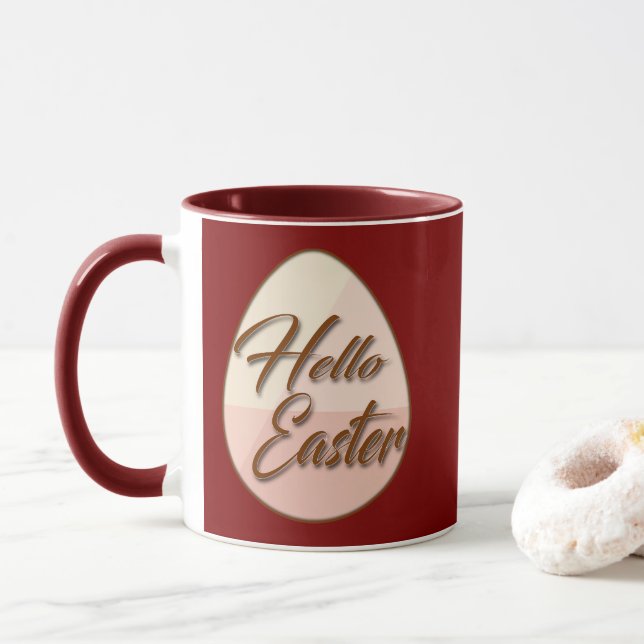 Taza Hello Easter – Minimal Egg Design - caneca (Con donut)