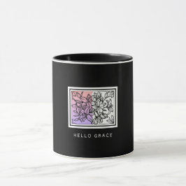 Taza Hello Grace Minimalista Blanco y Negro