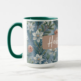 Taza Hello Winter Pines & Flowers