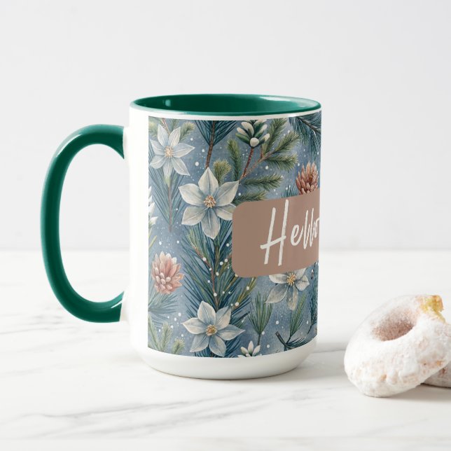 Taza Hello Winter Pines & Flowers (Con donut)