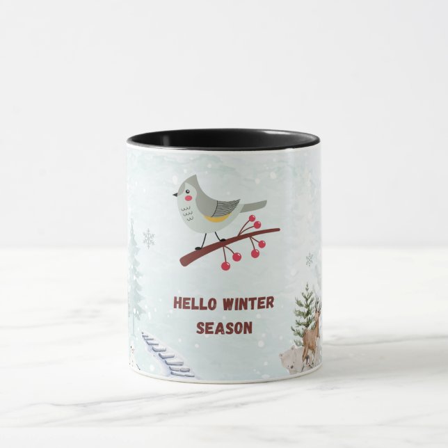 Taza Hello Winter Season Mug – Cozy Hot Cocoa & Snow  (Centro)