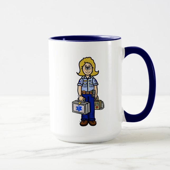 Taza Hembra rubia Trabajadora de EMS Nombre Personaliza (Derecha)