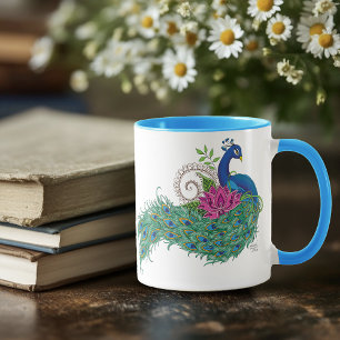 Taza Henna de flor de Lotus azul Peacock