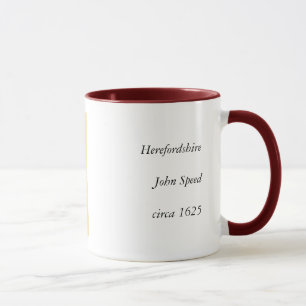 Taza Herefordshire County England Mapa anticuario antig