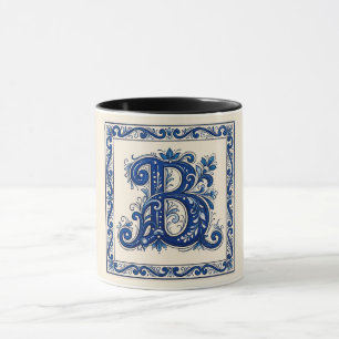 Taza Herencia Noruega Rosemaling Monograma-Azul