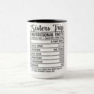 Taza Hermanas divertidas recorren hechos nutricionales