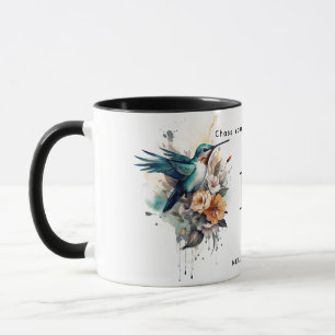 Taza Hermosa acuarela Hummingbird Monograma Nombre