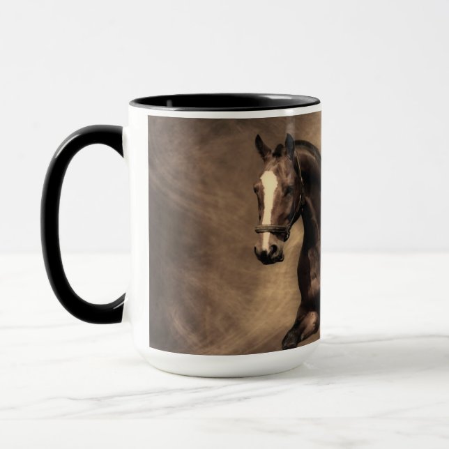 Taza Hermosa almohada de caballo marrón (Izquierda)