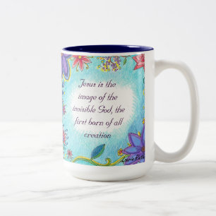 Taza hermosa con la escritura de Jesús