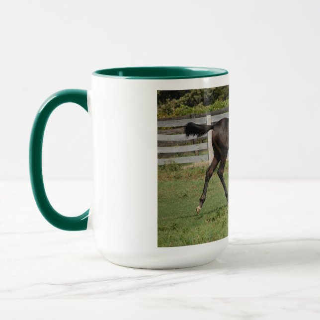 Taza Hermosa cría de caballos en un campo (Izquierda)