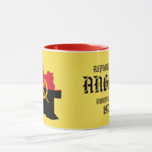 Taza hermosa de la bandera del mapa de Angola