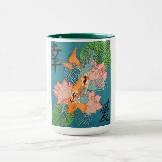 Taza hermosa de los pescados de Koi del japonés