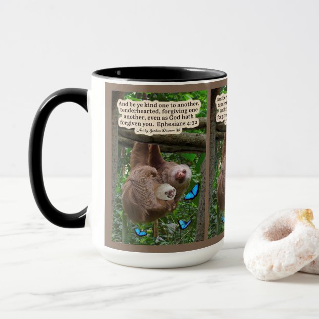 Taza Hermosa Escritura Eslovaca: Efesios 4:32 (Con donut)