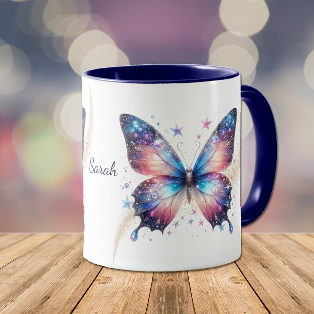 Taza Hermosa Fantasía Azul Estrella Swirl Mariposa (Subido por el creador)