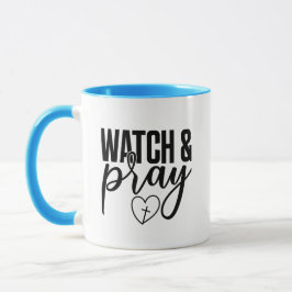 Taza Hermosa fe azul inspiró reloj y peluca de rezo