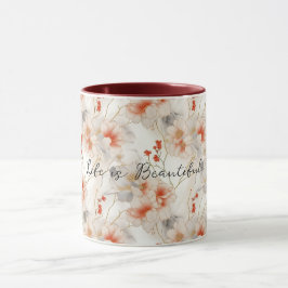 Taza Hermosa Feminine Peach Red White Floral