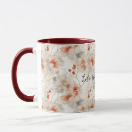 Taza Hermosa Feminine Peach Red White Floral