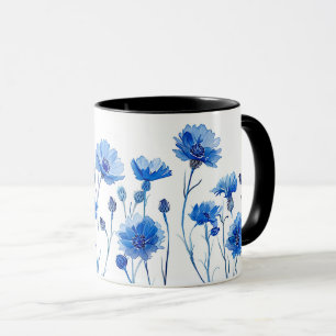 Taza Hermosa Floral Acuarela de Flor Silvestre Acenoria