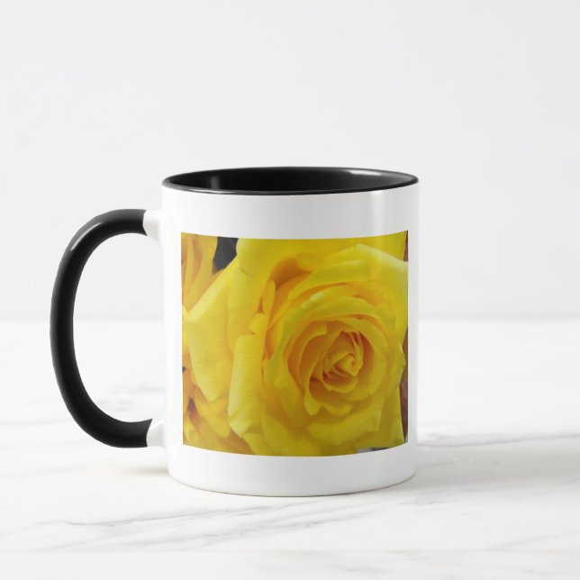 Taza hermosa fotografía de flor rosa amarilla (Izquierda)