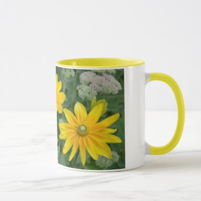 Taza Hermosa huella de girasol amarillo (Derecha)