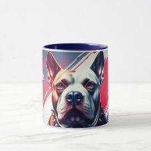 Hermosa jarra, perro y bandera de Estados Unidos -