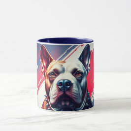 Taza Hermosa jarra, perro y bandera de Estados Unidos -