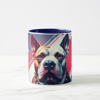Taza Hermosa jarra, perro y bandera de Estados Unidos -