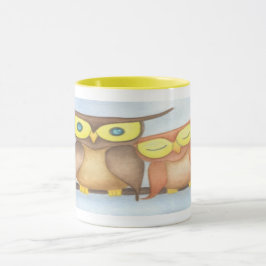 Taza Hermosa lechuza acuarela