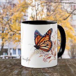 Taza Hermosa Mariposa Monarch Gold Swirl