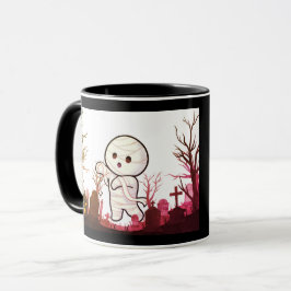Taza Hermosa momia de Halloween en espeluznante cemente