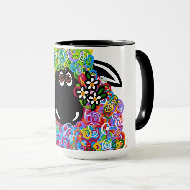 Taza Hermosa Oveja Arcoiris De La Familia (Anverso derecho)