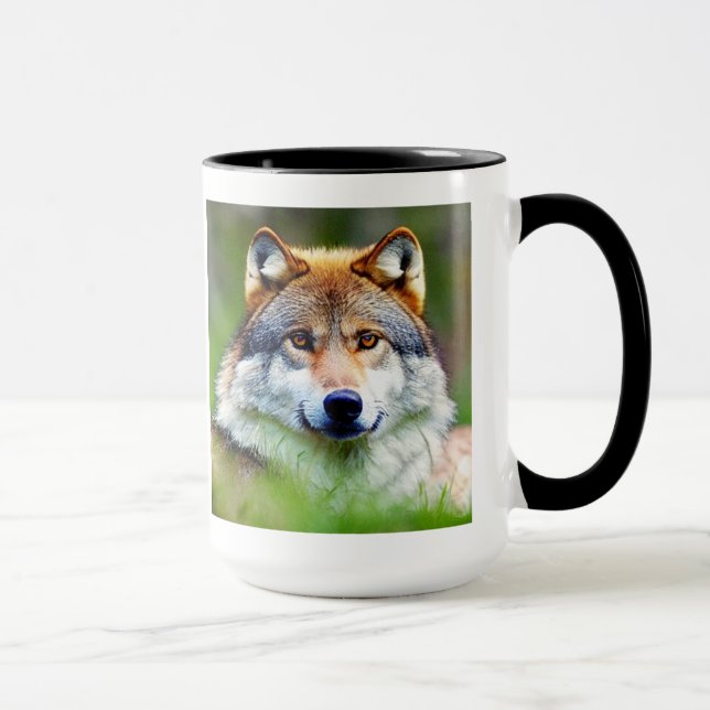 Taza Hermosa pintura en la cabeza de Wolf (Derecha)
