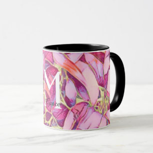 Taza Hermosa Rosa Y Flor Rosa
