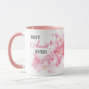 Taza Hermosa Tía Mejor Siempre Acuarela Rosa Floral