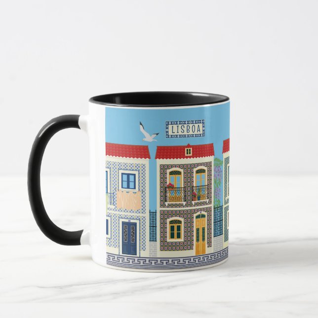 Taza Hermosas casas portuguesas con azulejos o azulejos (Izquierda)