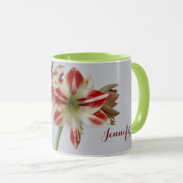 Taza Hermosas flores de Amaryllis y personalizado+nombr