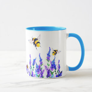 Taza Hermosas flores de primavera y dibujos de abejas q