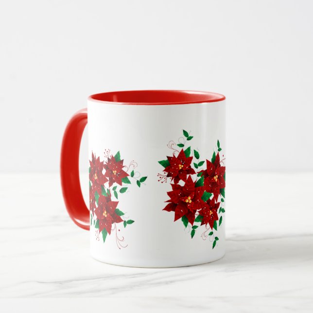Taza Hermosas flores rojas Navidades (Anverso izquierdo)