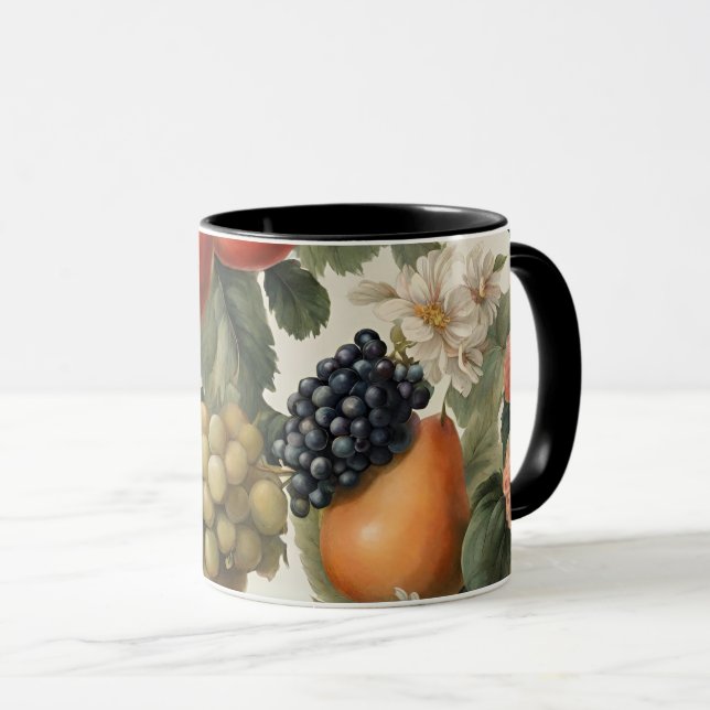 Taza Hermosas frutas y flores de estilo francés (Anverso derecho)