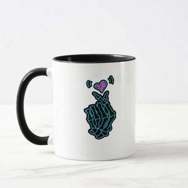 Taza Hermosas Manos De Esqueleto Con Una Señal Cardíaca (Izquierda)