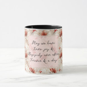 Taza Hermoso Boda romántico floral rojo