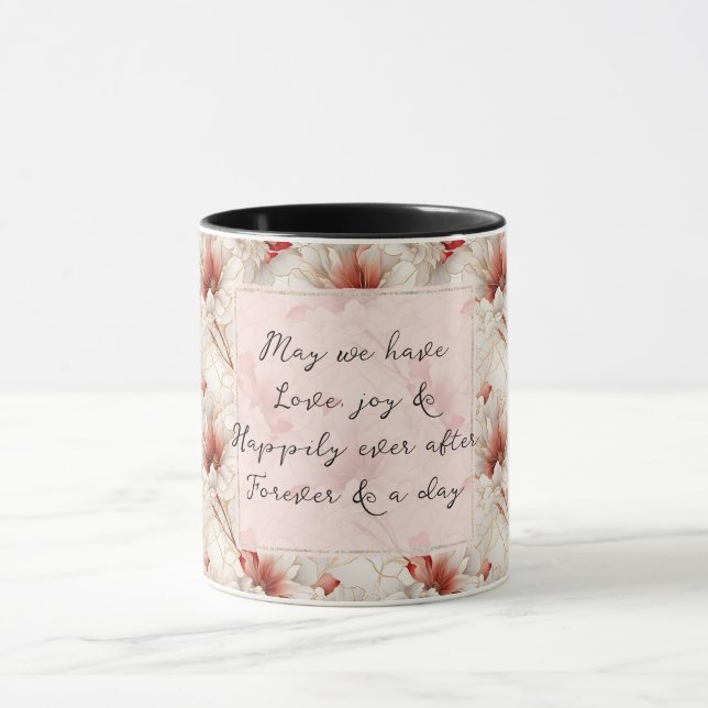 Taza Hermoso Boda romántico floral rojo (Centro)