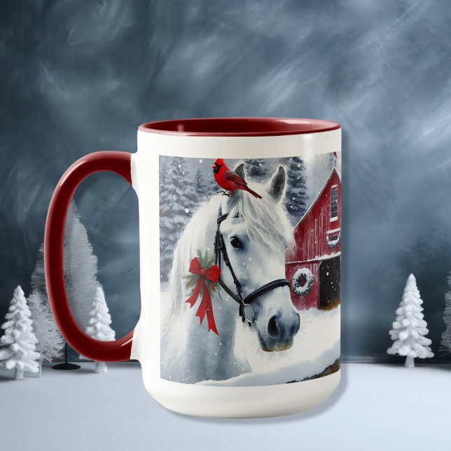 Taza Hermoso caballo de vacaciones con cardenal (Subido por el creador)