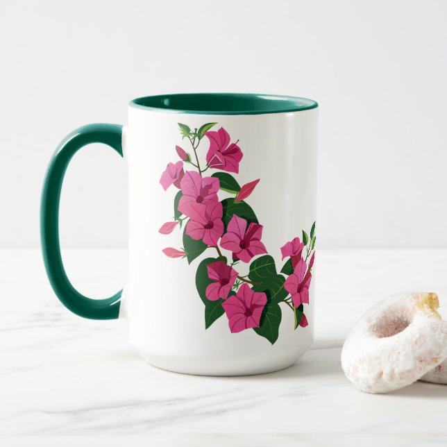 Taza Hermoso café mágico floral personalizado (Con donut)