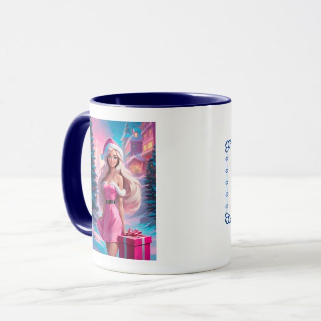 Taza Hermoso Chica de Navidades rosados 01 (Anverso izquierdo)
