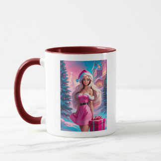 Taza Hermoso Chica de Navidades rosados 01