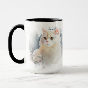 TAZA HERMOSO COLOR DE AGUA BLANCO TUXEDO CAT