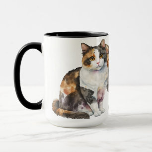 TAZA HERMOSO COLOR DE AGUA CALICO GATOS