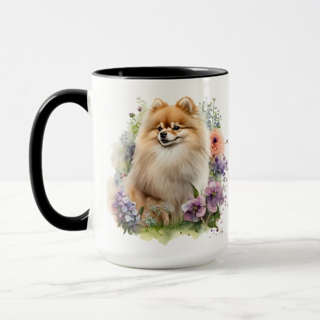 TAZA HERMOSO COLOR DE AGUA DE FLUJO POMERANIANO (Izquierda)