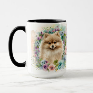 TAZA HERMOSO COLOR DE AGUA DE FLUJO POMERANIANO